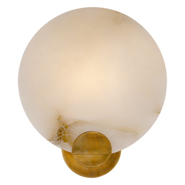 Iveala Single Sconce in Hand-Rubbed Antique Brass with Alabaster Shade