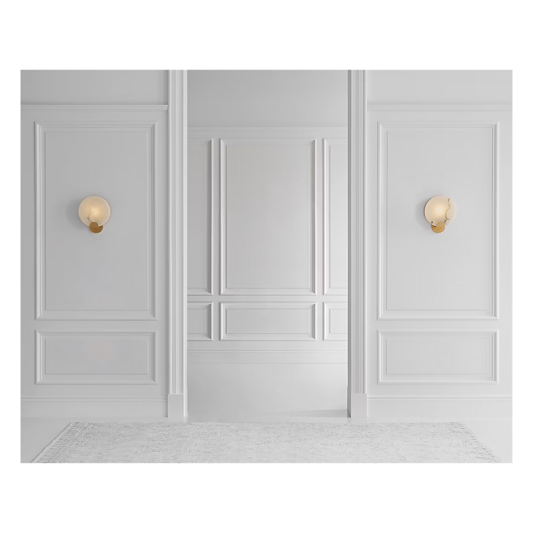 Iveala Single Sconce in Hand-Rubbed Antique Brass with Alabaster Shade