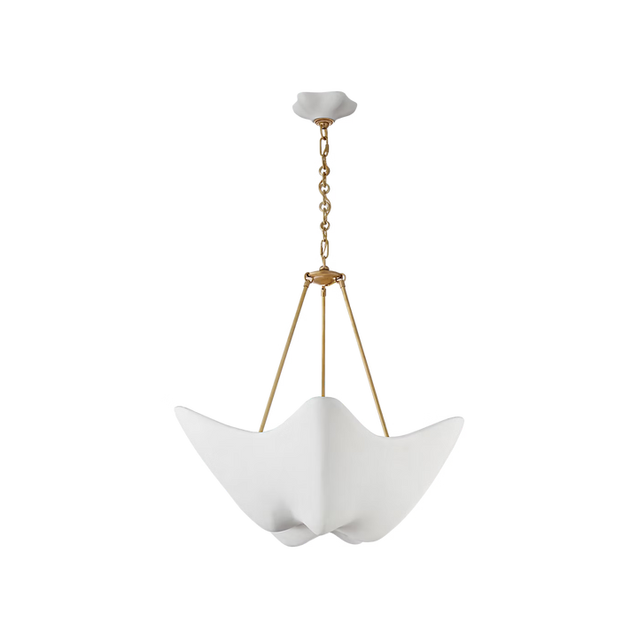 Cosima Medium Chandelier in Hand-Rubbed Antique Brass with Plaster White Shade
