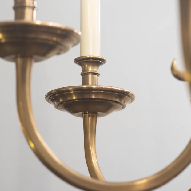 Large Williamsburg Chandelier in Antique Brass