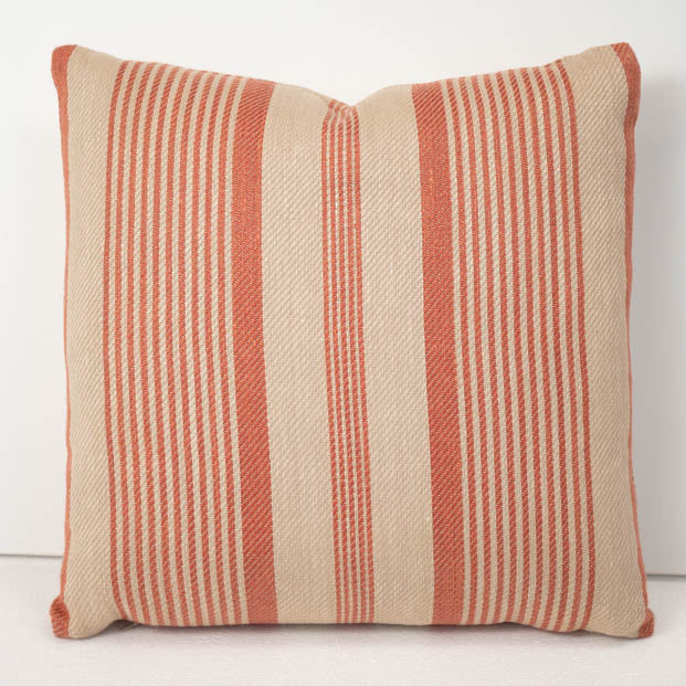 Rust &amp; Natural Striped Cushion