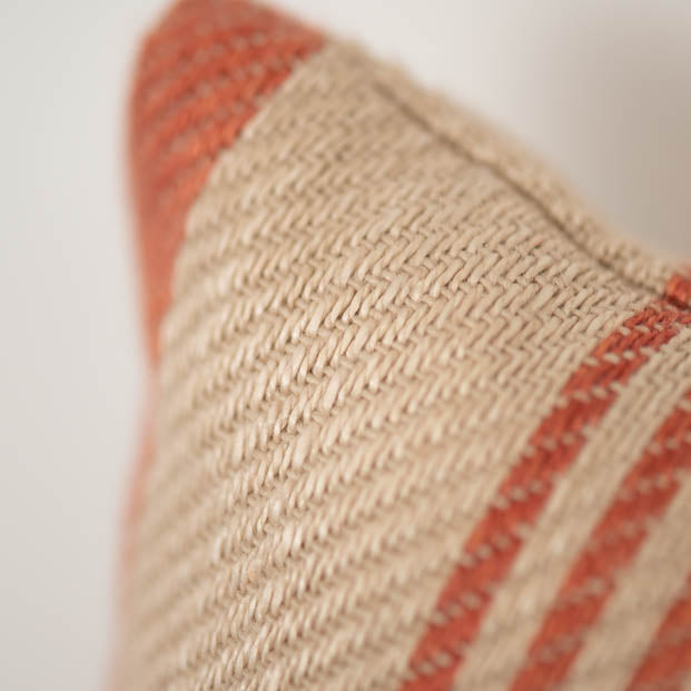 Rust &amp; Natural Striped Cushion