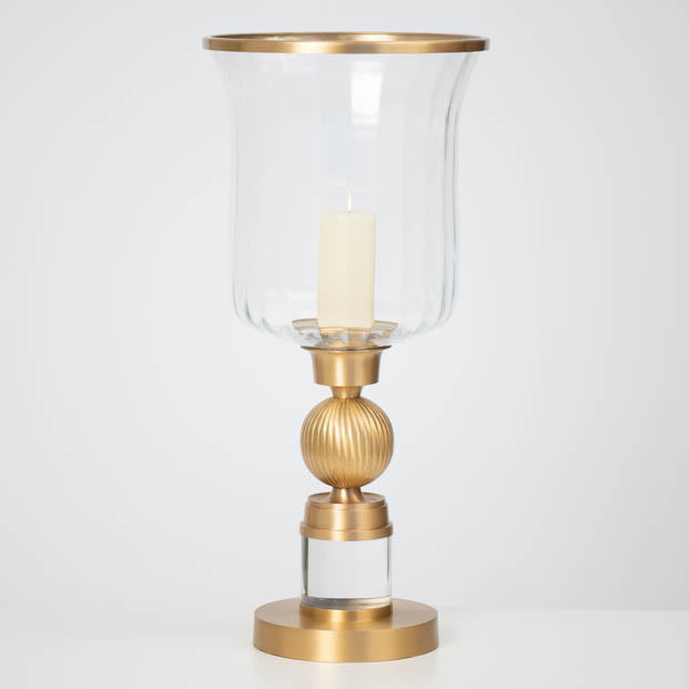 Fluted Ball Acrylic Brass Hurricane - Tall