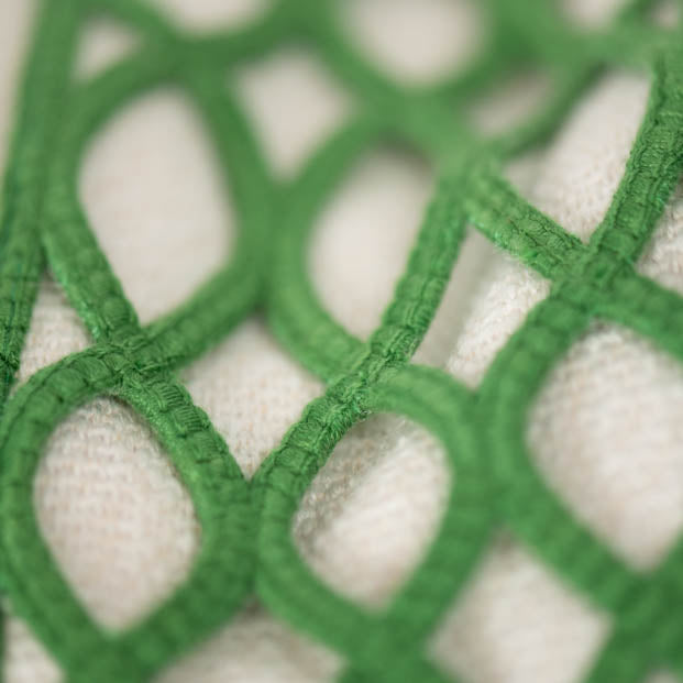 Ivory Cushions with Trellis Braid - Green