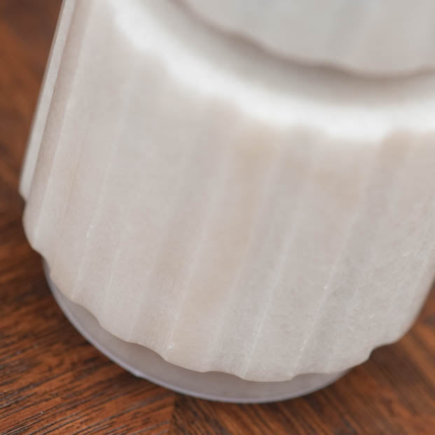 White Gear Marble Candlestick Holder - Large