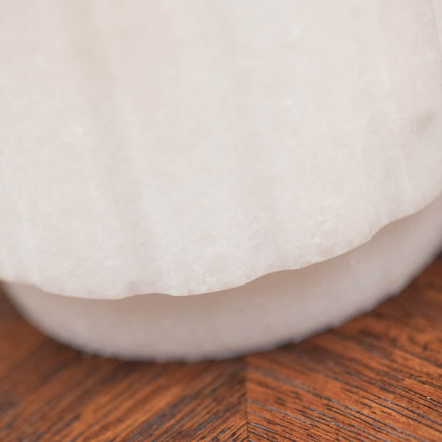 White Gear Marble Candlestick Holder - Small