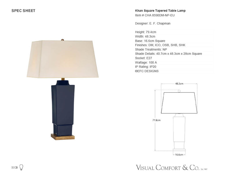 Khan Square Tapered Table Lamp in Shanghai Brown