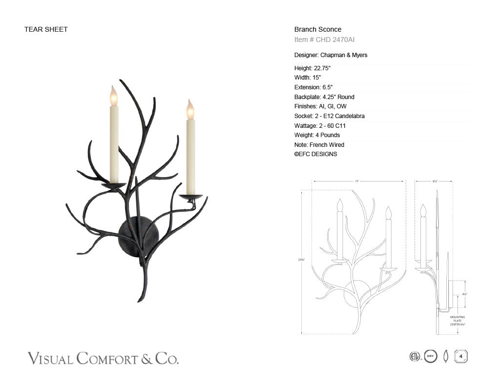 Branch Sconce in Aged Iron