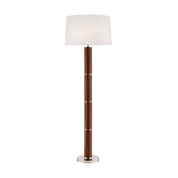 Upper Fifth Floor Lamp in Brown Faux Croc with Silk Shade