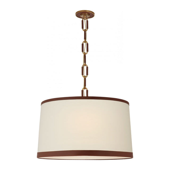 Cody Large Hanging Shade in Natural Brass &amp; Saddle Leather