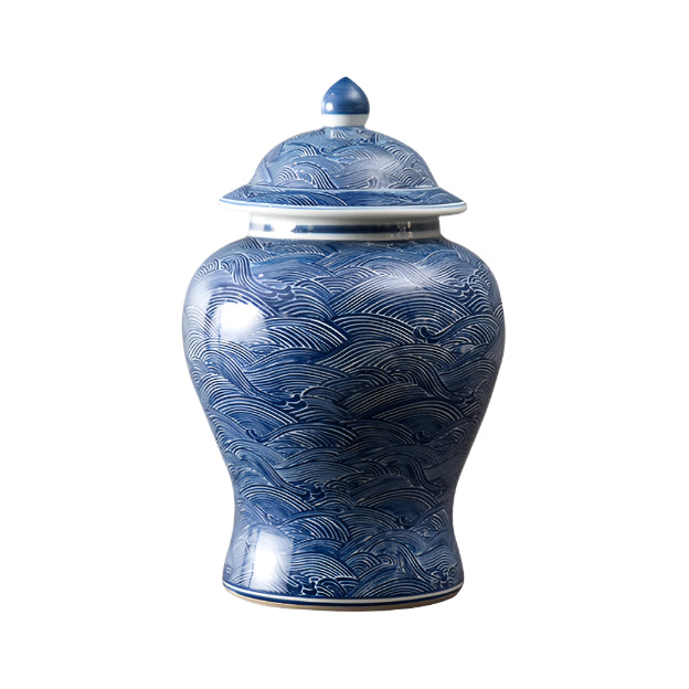 Ocean Navy and White Ginger Jar