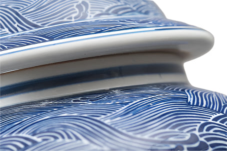 Ocean Navy and White Ginger Jar