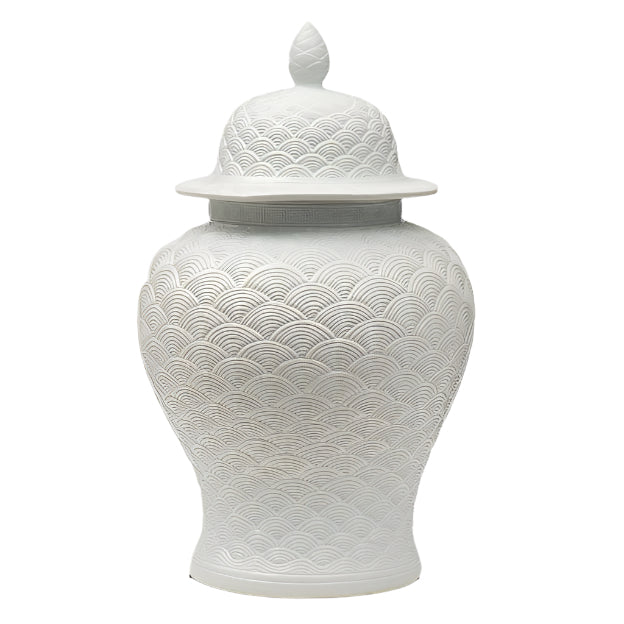 Atlantic White Patterned Ginger Jar with lid