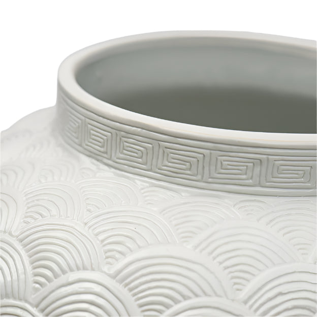 Atlantic White Patterned Ginger Jar with lid