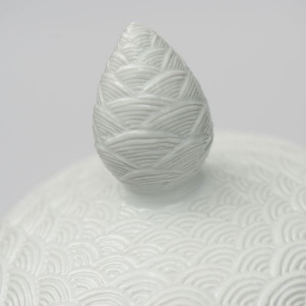 Atlantic White Patterned Ginger Jar with lid