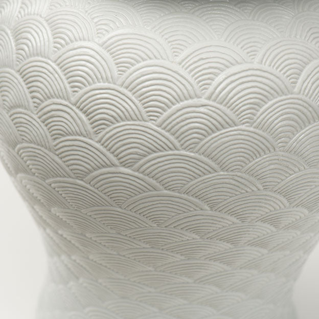 Atlantic White Patterned Ginger Jar with lid