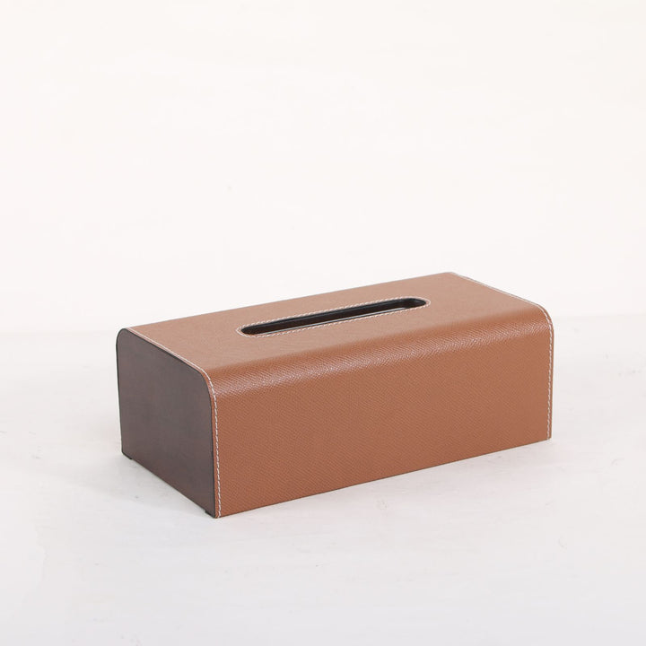 Faux Leather Tissue Box Cover - Tan