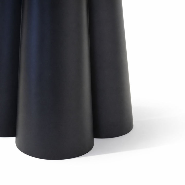 Marrakesh Round Black Dining Table with Ceramic Calacatta Gold Top