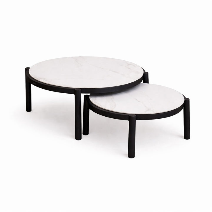 Lillie Large Black Coffee Table with Ceramic Calacatta Gold top