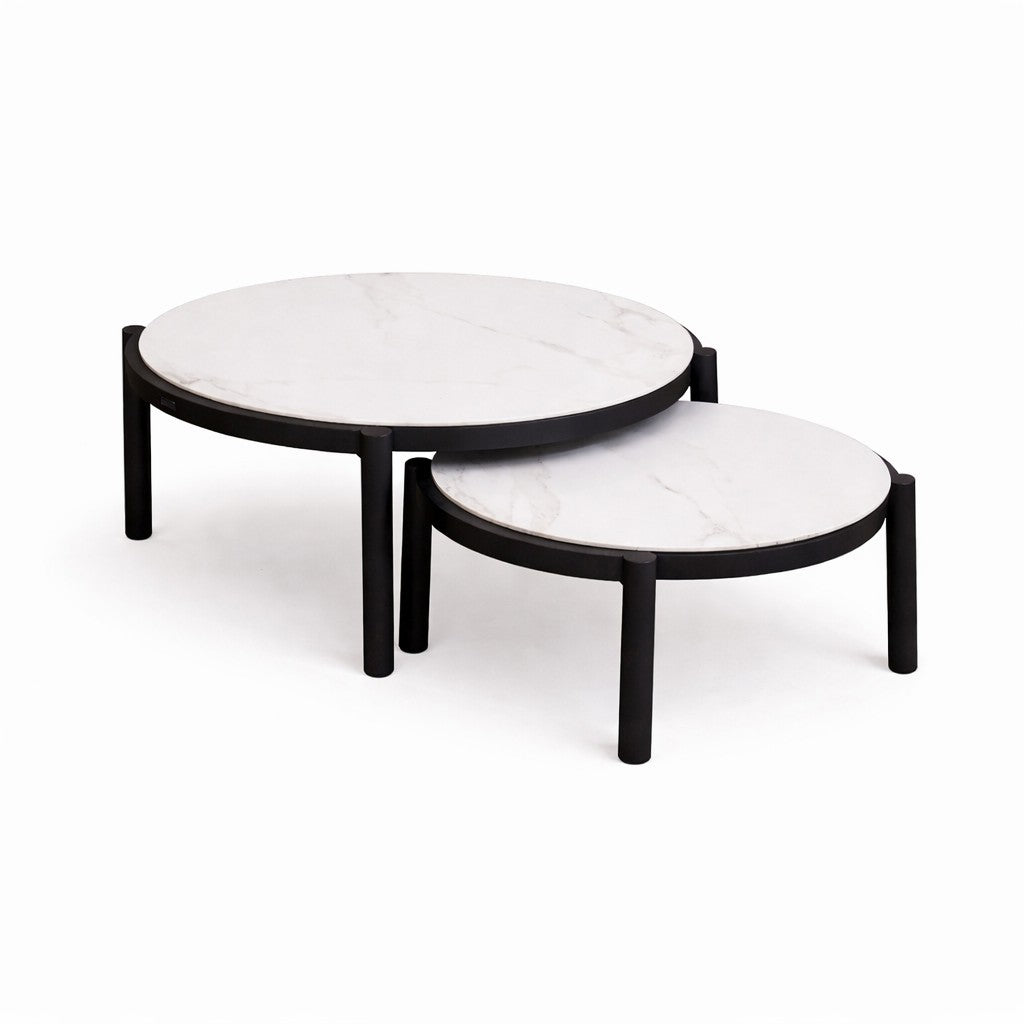 Lillie Small Black Coffee Table with Ceramic Calacatta Gold Top