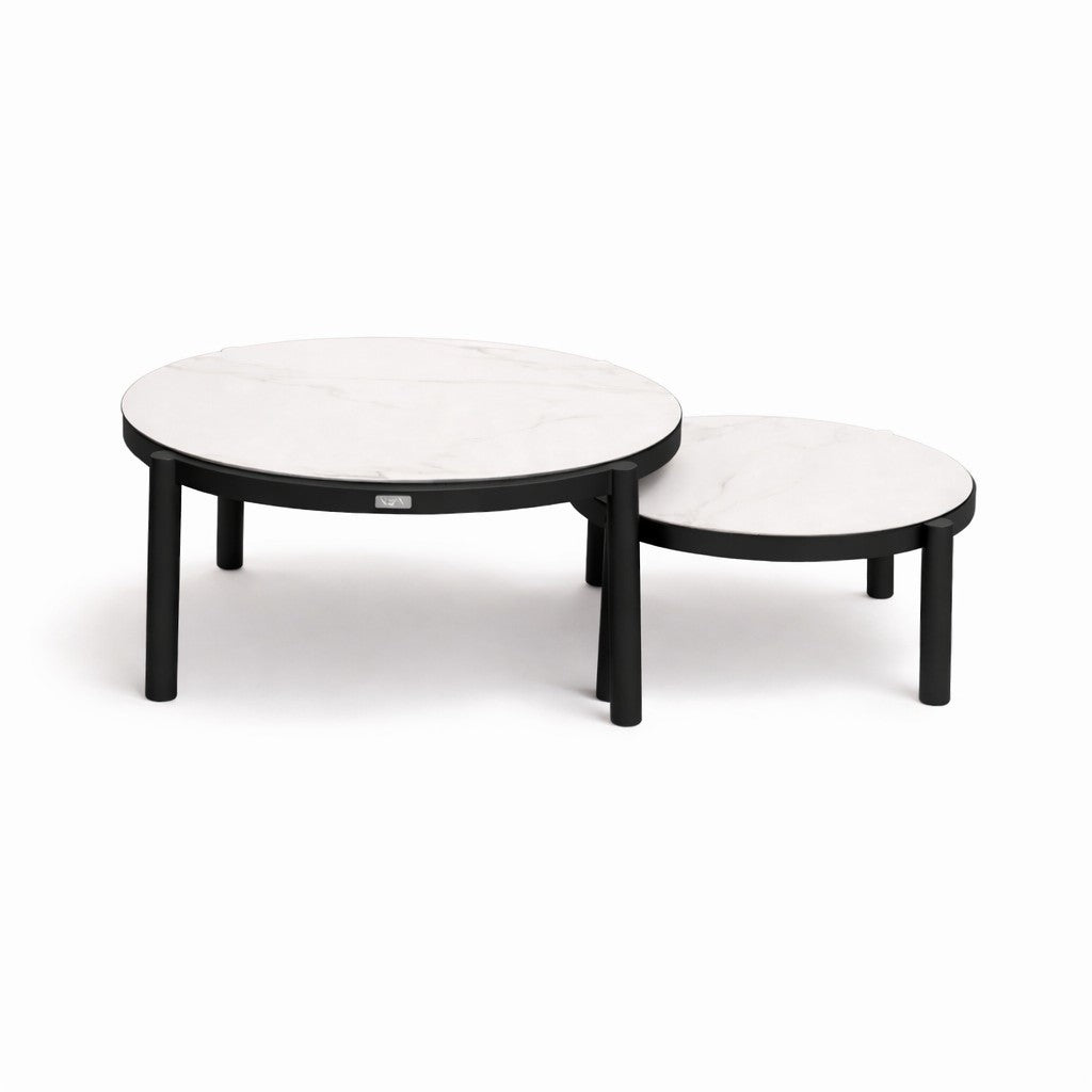 Lillie Large Black Coffee Table with Ceramic Calacatta Gold top