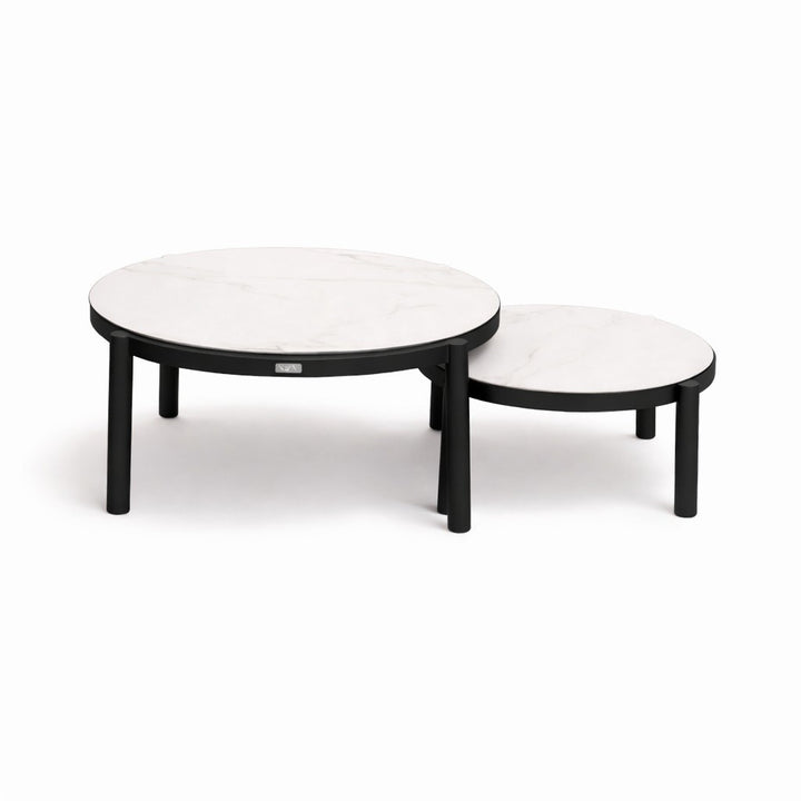Lillie Large Black Coffee Table with Ceramic Calacatta Gold top