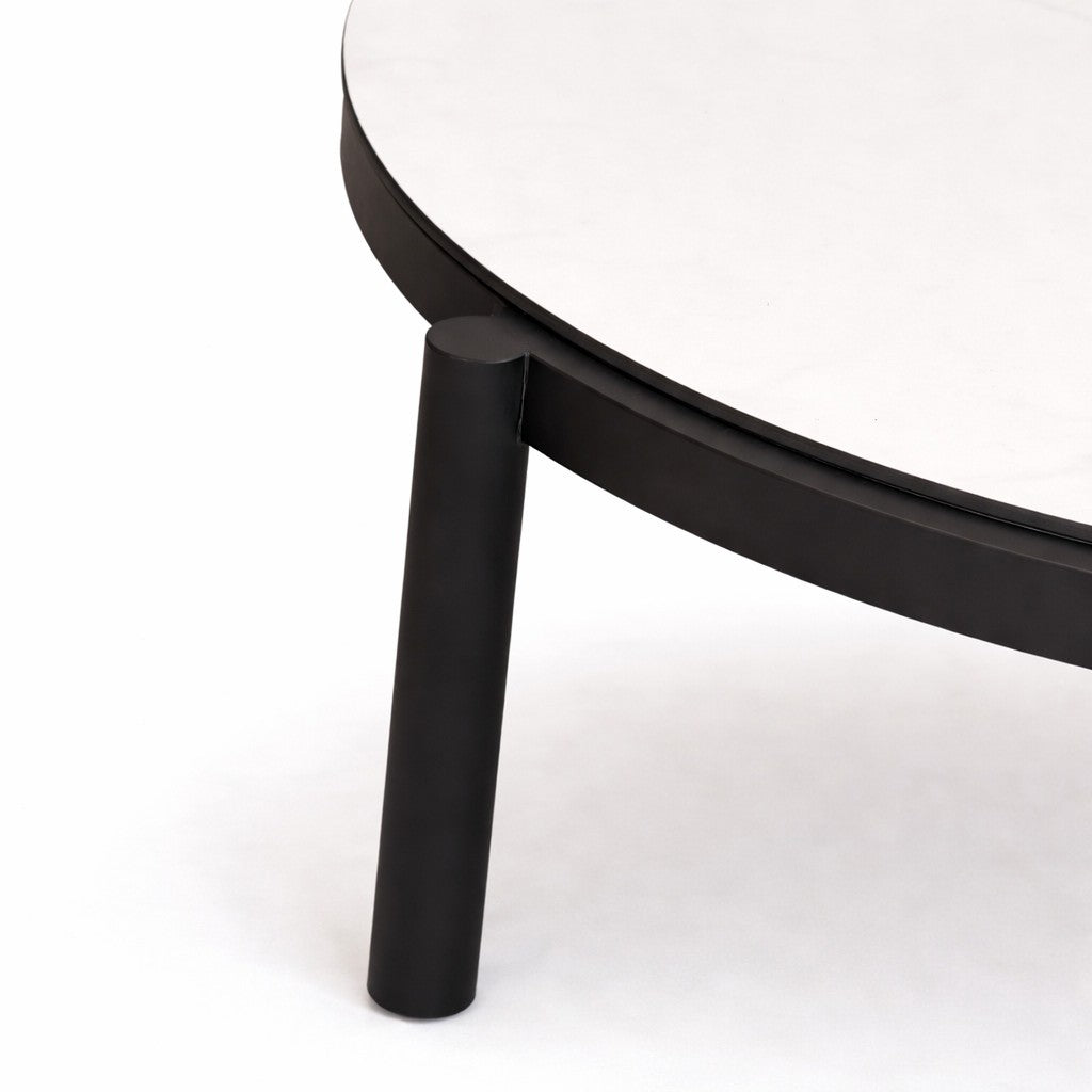 Lillie Large Black Coffee Table with Ceramic Calacatta Gold top