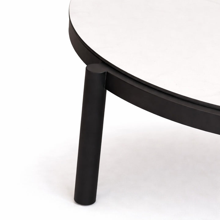 Lillie Small Black Coffee Table with Ceramic Calacatta Gold Top