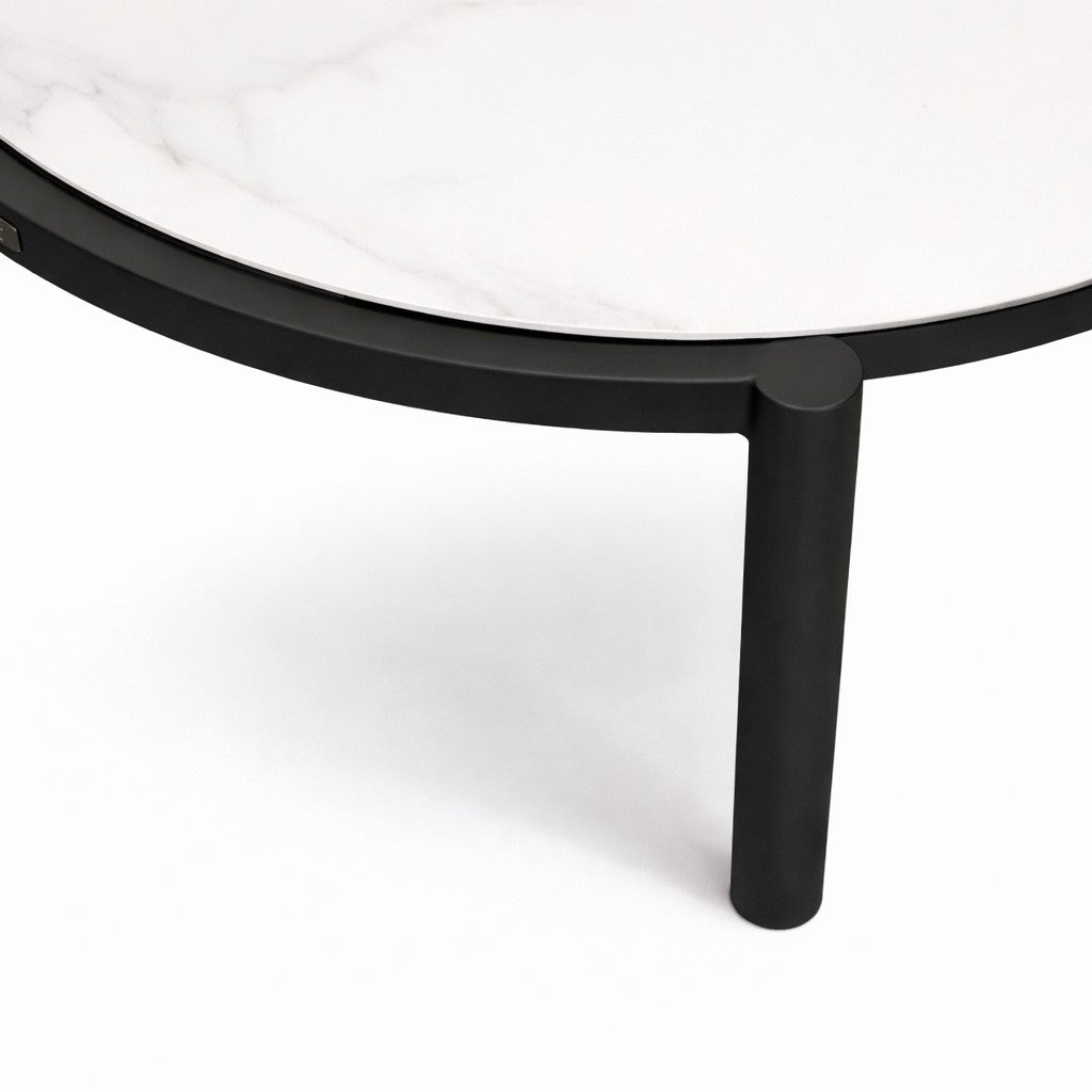 Lillie Large Black Coffee Table with Ceramic Calacatta Gold top
