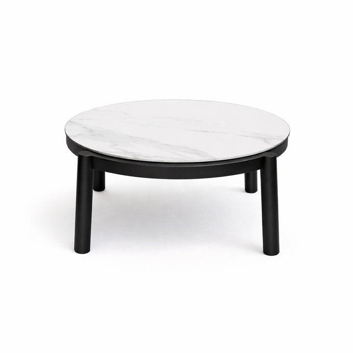 Lillie Small Black Coffee Table with Ceramic Calacatta Gold Top