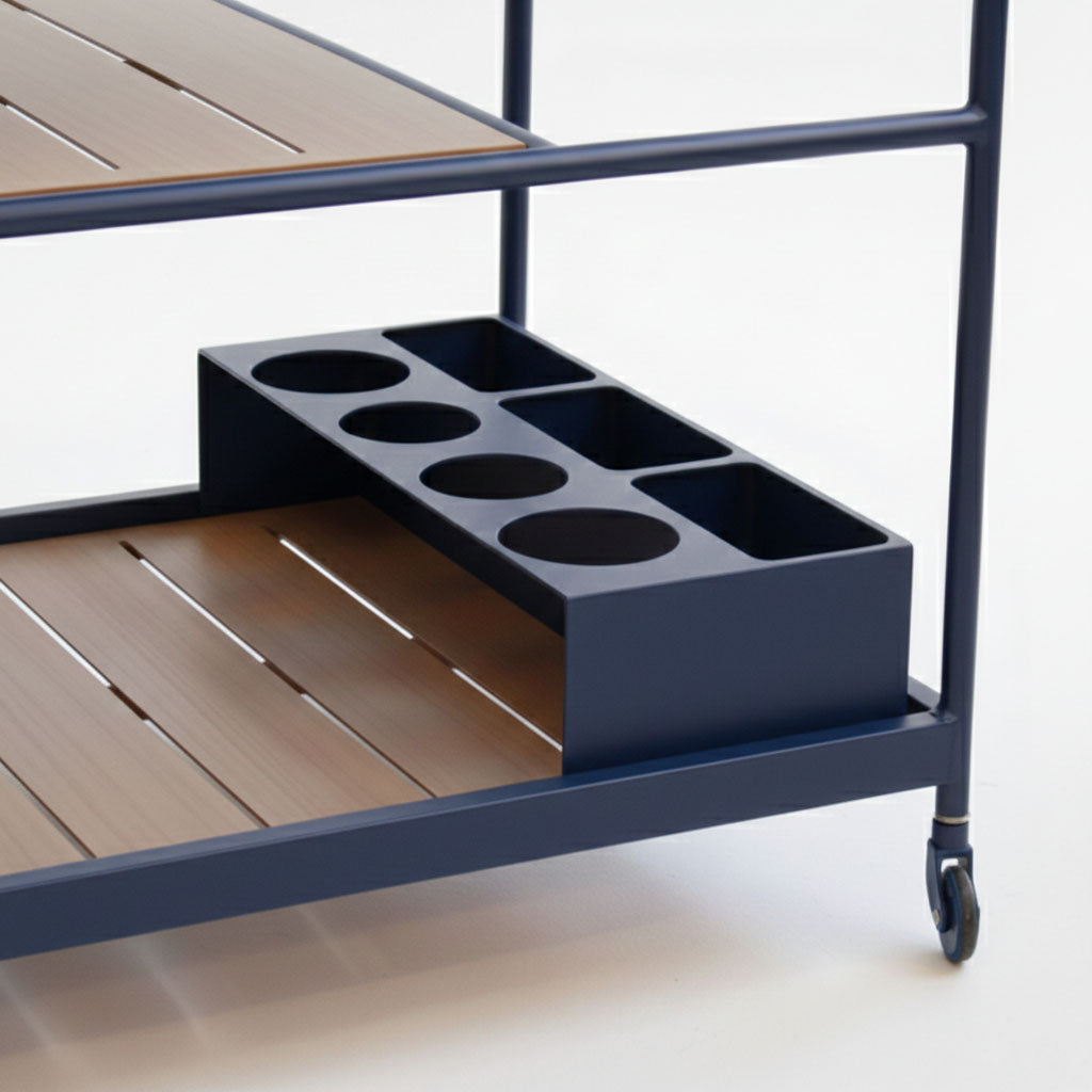 Enzo Bart Cart with Ceramic Calacatta Top - Navy