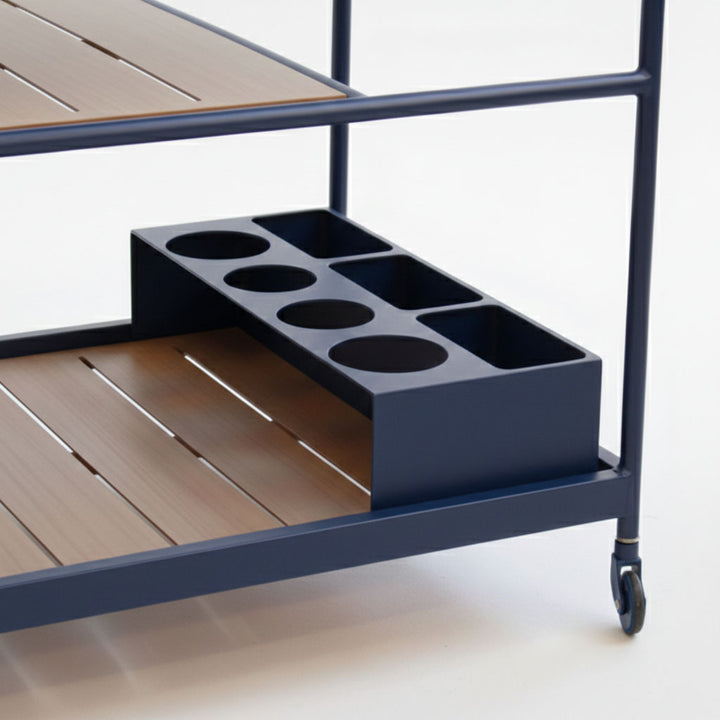 Enzo Bart Cart with Ceramic Calacatta Top - Navy