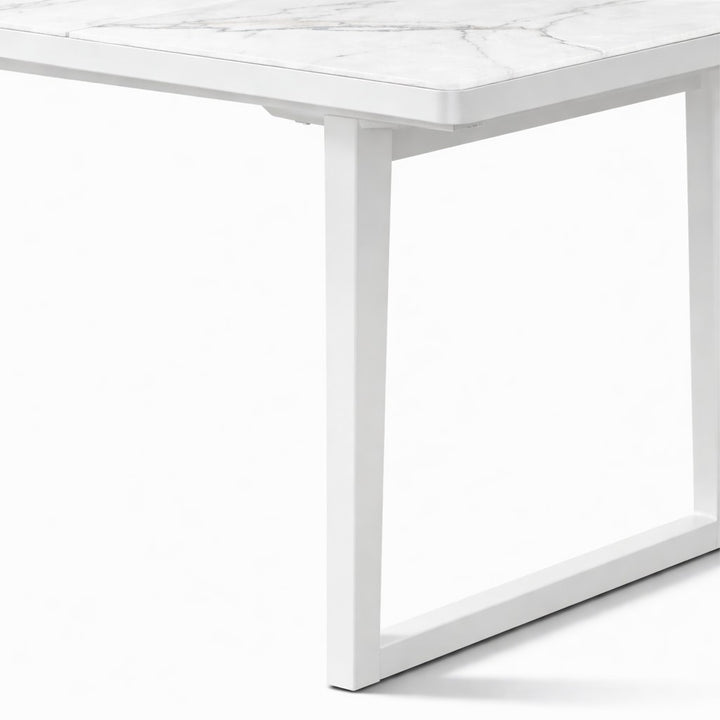 Bagel White Extendable Dining table with Ceramic Calacatta Gold top