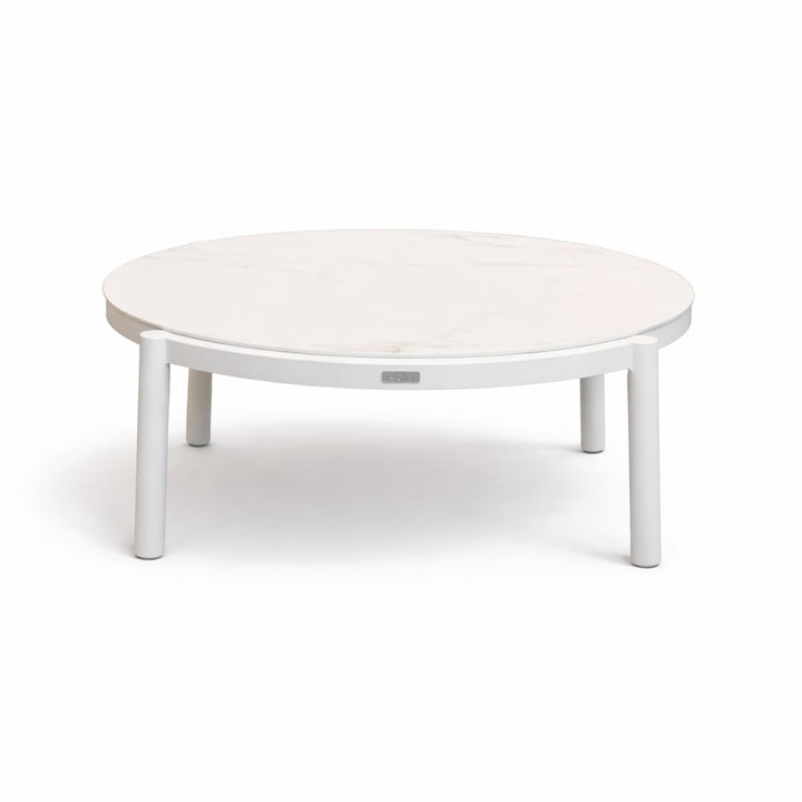 Lillie Large White Coffee Table with Ceramic Calacatta Gold top