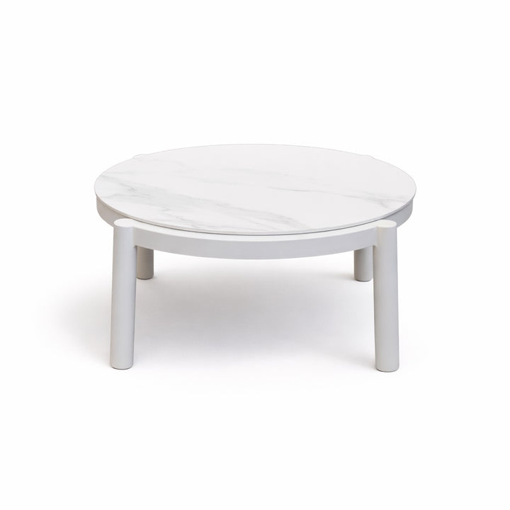 Lillie Small White Coffee Table with Ceramic Calacatta Gold top