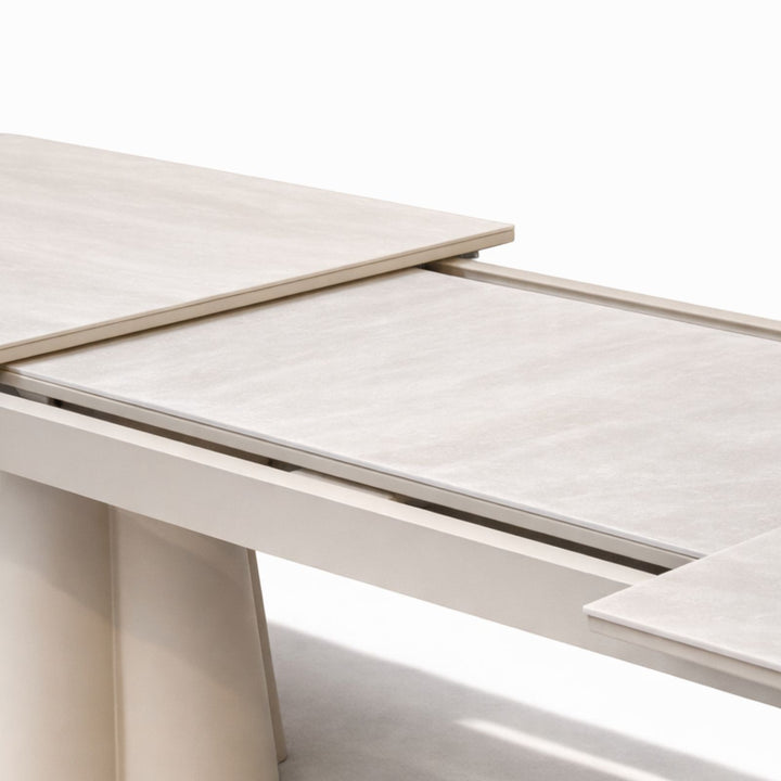 Clover Extendable Dining table in Sand with Ceramic Milano Top
