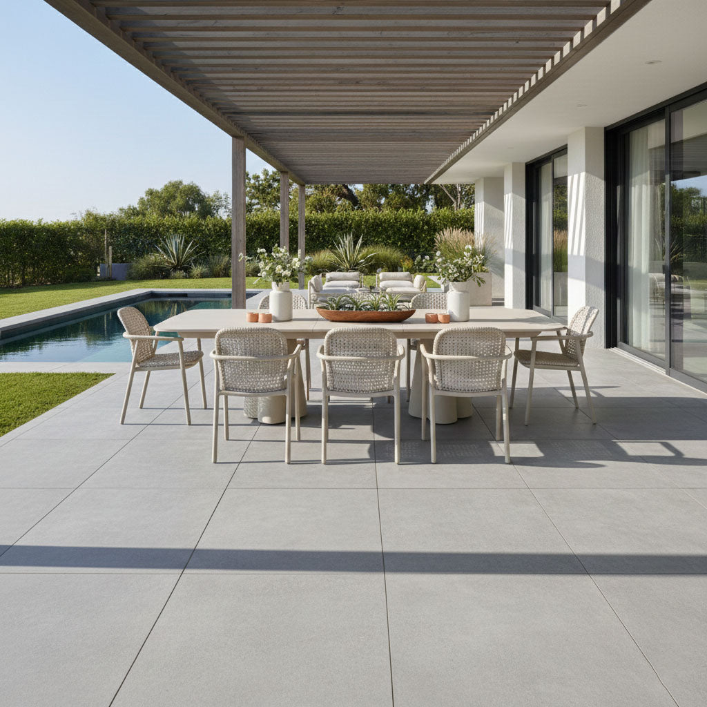Clover Extendable Dining table in Sand with Ceramic Milano Top