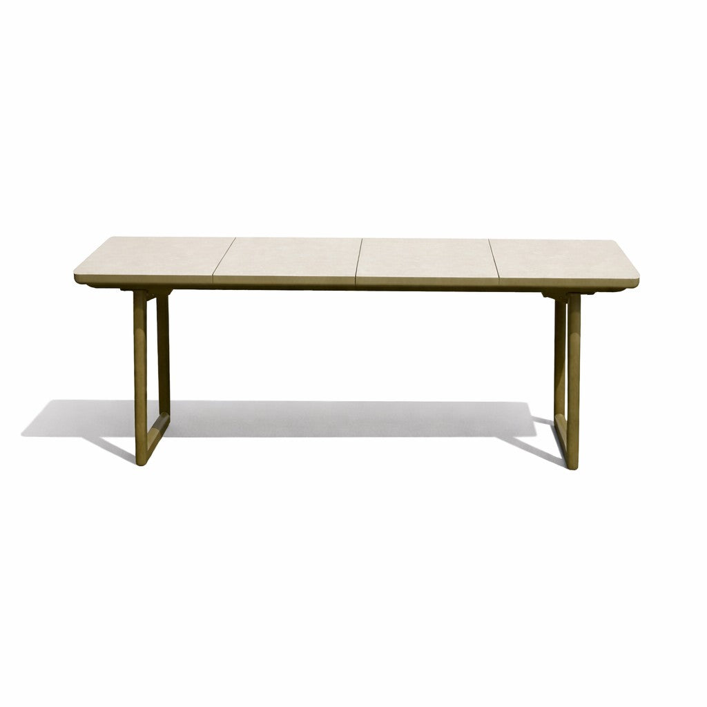 Bagel Olive Green extendable Dining table with Ceramic Limestone top