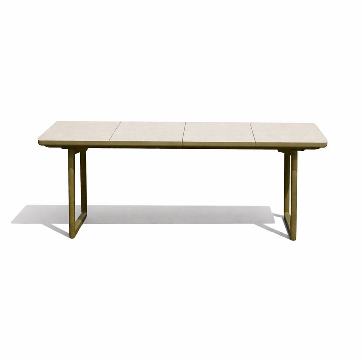 Bagel Olive Green extendable Dining table with Ceramic Limestone top
