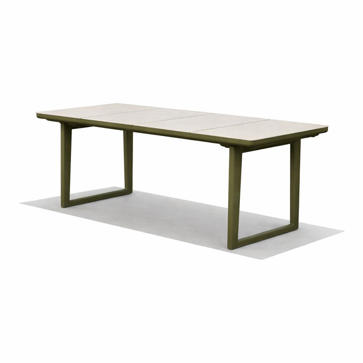 Bagel Olive Green extendable Dining table with Ceramic Limestone top