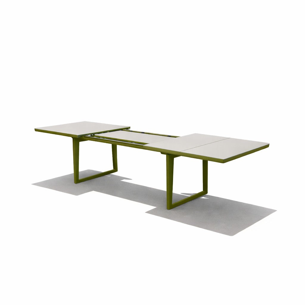 Bagel Olive Green extendable Dining table with Ceramic Limestone top
