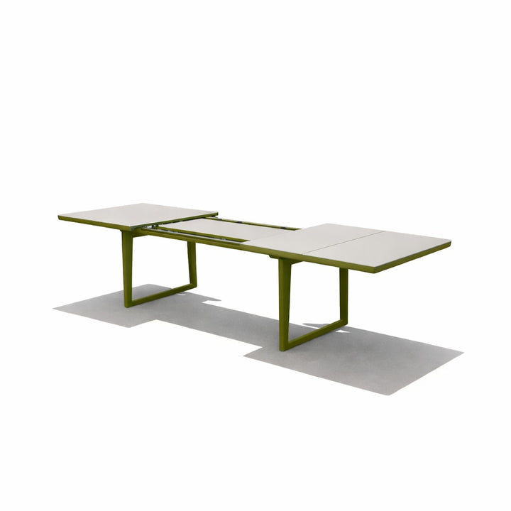 Bagel Olive Green extendable Dining table with Ceramic Limestone top