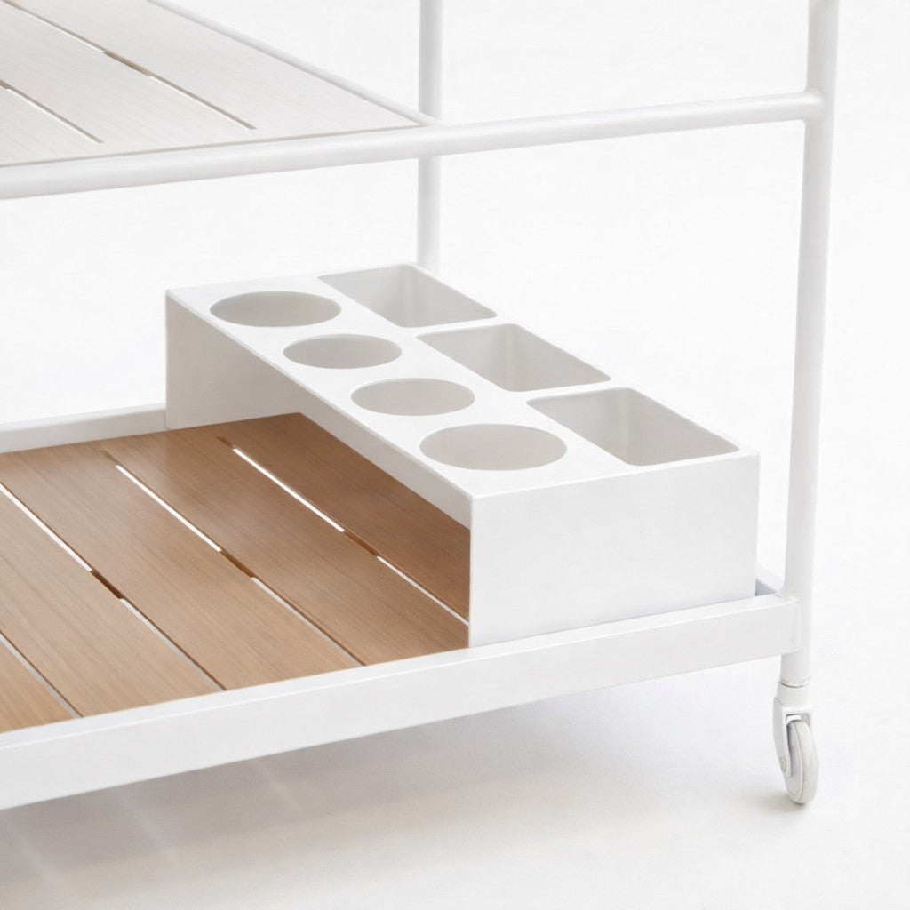 Enzo Bart Cart with Ceramic Calacatta Top - White
