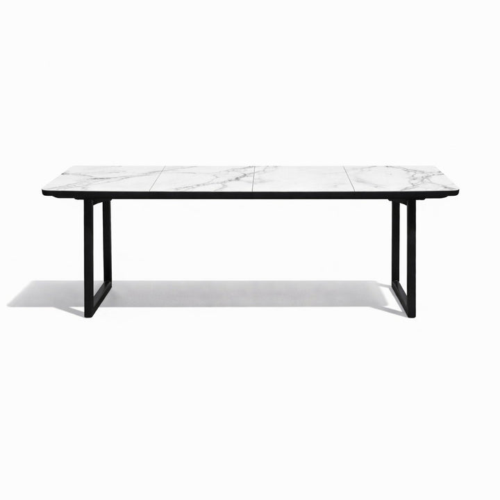 Bagel Black extendable Dining table with Ceramic Calacata Gold top