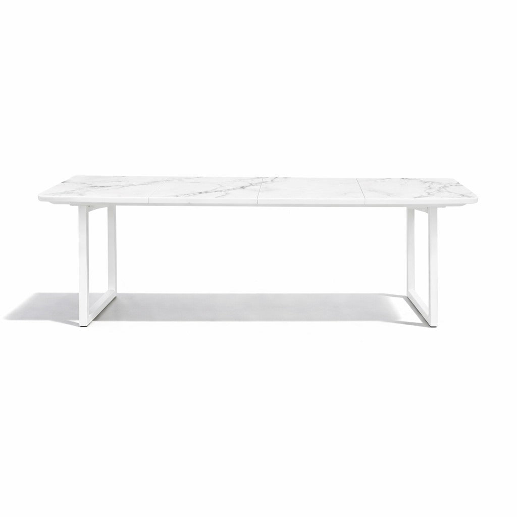Bagel White Extendable Dining table with Ceramic Calacatta Gold top