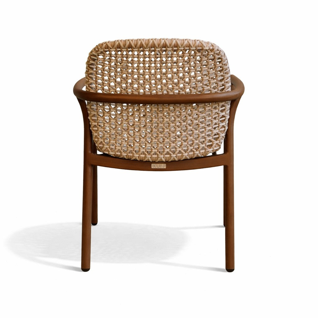 Lilie Dining Armchair in Faux Teak Finish