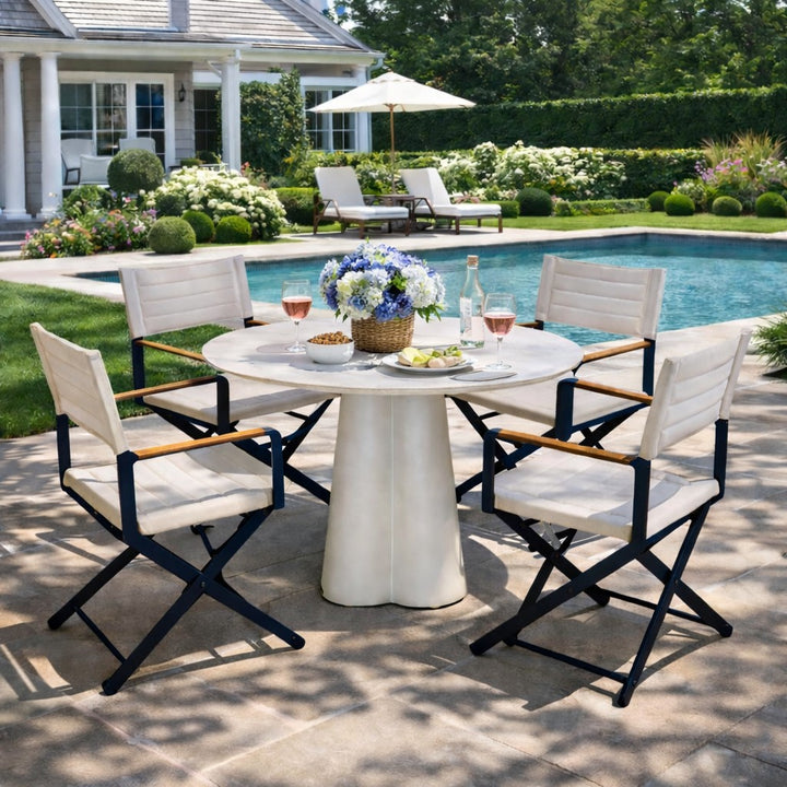 Marrakesh Round White Dining Table with Ceramic Calacatta Gold Top