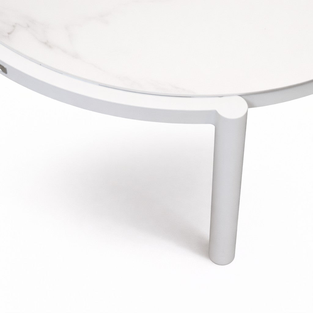 Lillie Large White Coffee Table with Ceramic Calacatta Gold top