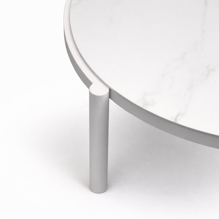 Lillie Small White Coffee Table with Ceramic Calacatta Gold top