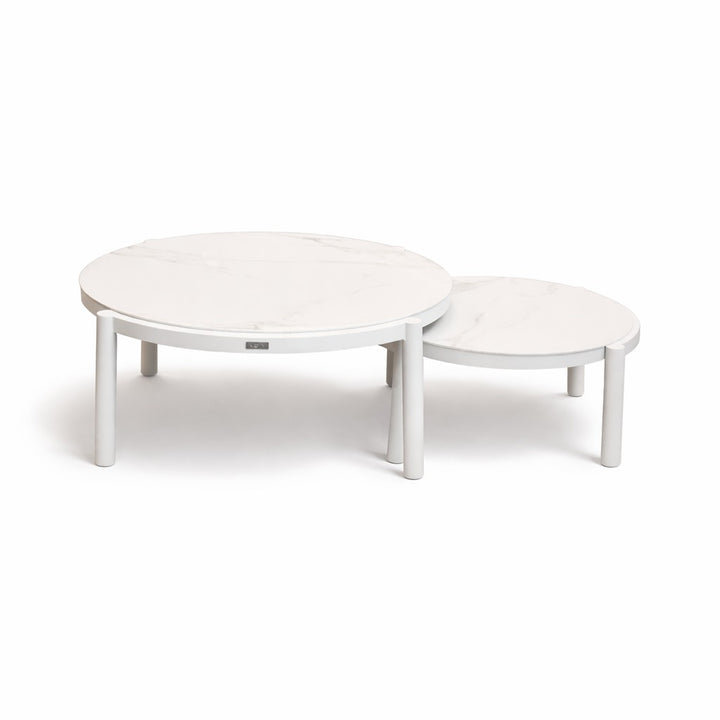 Lillie Large White Coffee Table with Ceramic Calacatta Gold top